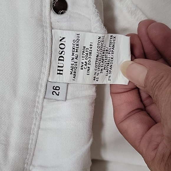 Hudson Skinny Jeans, White, Size 26.  Excellent Condition. - Picture 3 of 11